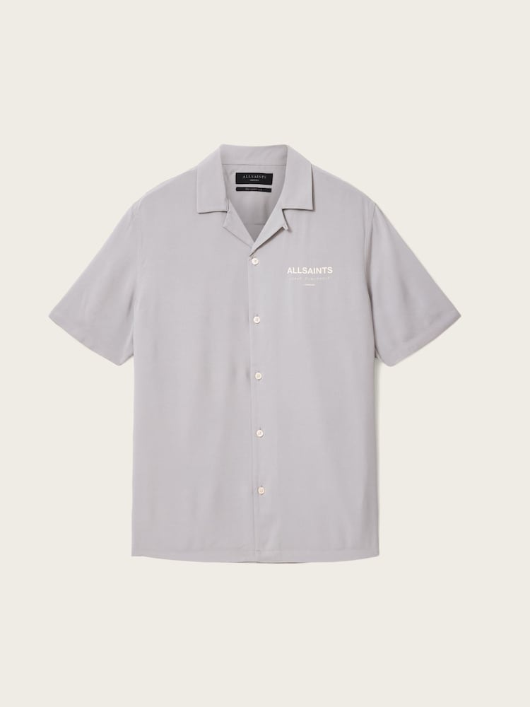 AllSaints Grey Underground Short Sleeve Shirt - Image 7 of 7