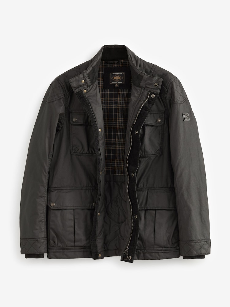 Schwarz - Beschichtete Bikerjacke - Bild 1 von 11