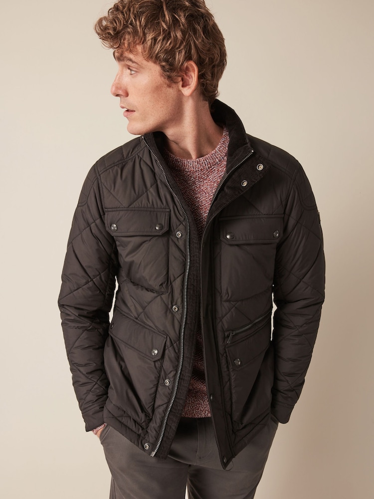 Black Diamond Quilt Biker Coat - Image 1 of 18