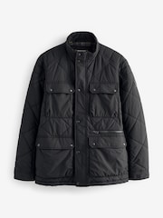 Black Diamond Quilt Biker Coat - Image 12 of 18