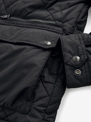 Black Diamond Quilt Biker Coat - Image 15 of 18
