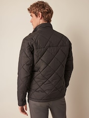 Black Diamond Quilt Biker Coat - Image 3 of 18