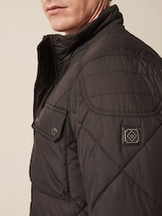 Black Diamond Quilt Biker Coat - Image 6 of 18