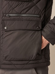 Black Diamond Quilt Biker Coat - Image 9 of 18