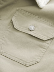 Neutral Borg Collared Denim Trucker Jacket - Image 11 of 12