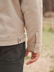 Neutral Borg Collared Denim Trucker Jacket - Image 7 of 12