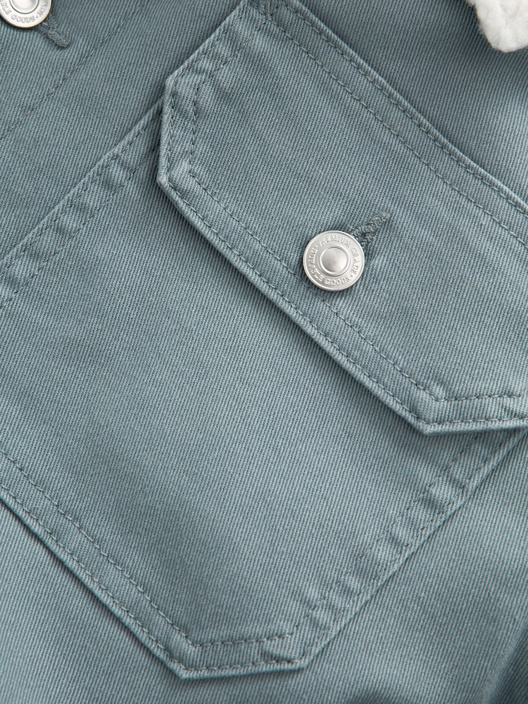 Blue Borg Collared Denim Trucker Jacket - Image 12 of 12
