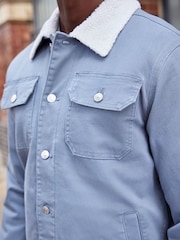Blue Borg Collared Denim Trucker Jacket - Image 7 of 12