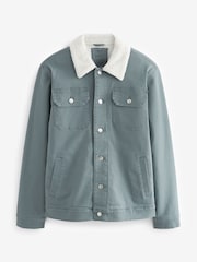 Blue Borg Collared Denim Trucker Jacket - Image 9 of 12