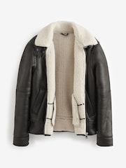 Black PU Faux Shearling Jacket - Image 10 of 13