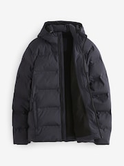 Navy Blue Hooded Shower Resistant Puffer Coat - Image 10 of 14