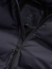 Navy Blue Hooded Shower Resistant Puffer Coat - Image 12 of 14