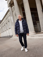 Navy Blue Hooded Shower Resistant Puffer Coat - Image 2 of 14