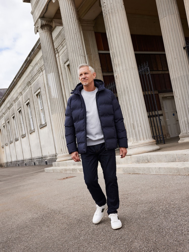 Navy Blue Hooded Shower Resistant Puffer Coat - Image 2 of 14