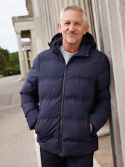 Navy Blue Hooded Shower Resistant Puffer Coat - Image 5 of 14
