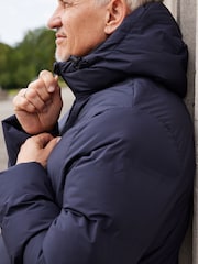 Navy Blue Hooded Shower Resistant Puffer Coat - Image 8 of 14