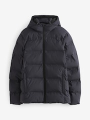 Navy Blue Hooded Shower Resistant Puffer Coat - Image 9 of 14