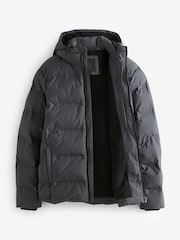 Slate Grey Hooded Shower Resistant Puffer Coat - Image 10 of 14