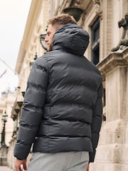 Slate Grey Hooded Shower Resistant Puffer Coat - Image 2 of 14