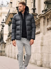 Slate Grey Hooded Shower Resistant Puffer Coat - Image 5 of 14
