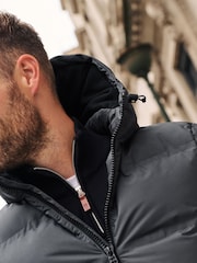 Slate Grey Hooded Shower Resistant Puffer Coat - Image 7 of 14