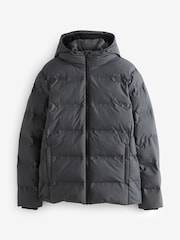 Slate Grey Hooded Shower Resistant Puffer Coat - Image 9 of 14