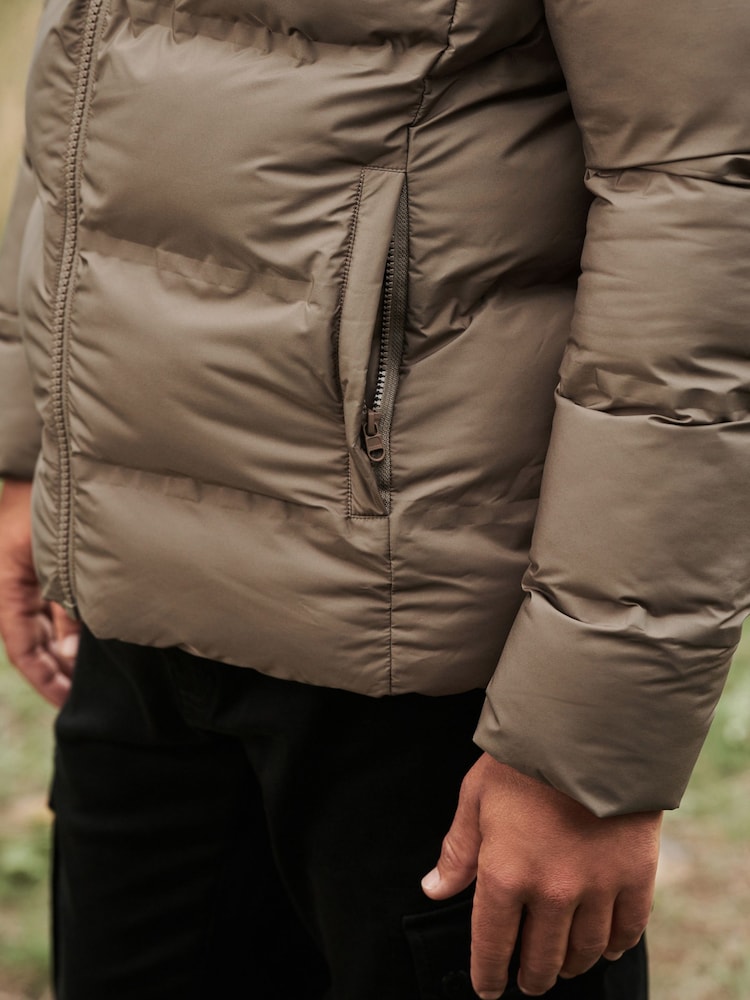 Neutral Hooded Shower Resistant Puffer Coat - Image 8 of 8