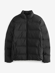 Black Non Hooded Shower Resistant Puffer Coat - Image 10 of 15
