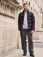 Black Non Hooded Shower Resistant Puffer Coat - Image 2 of 15