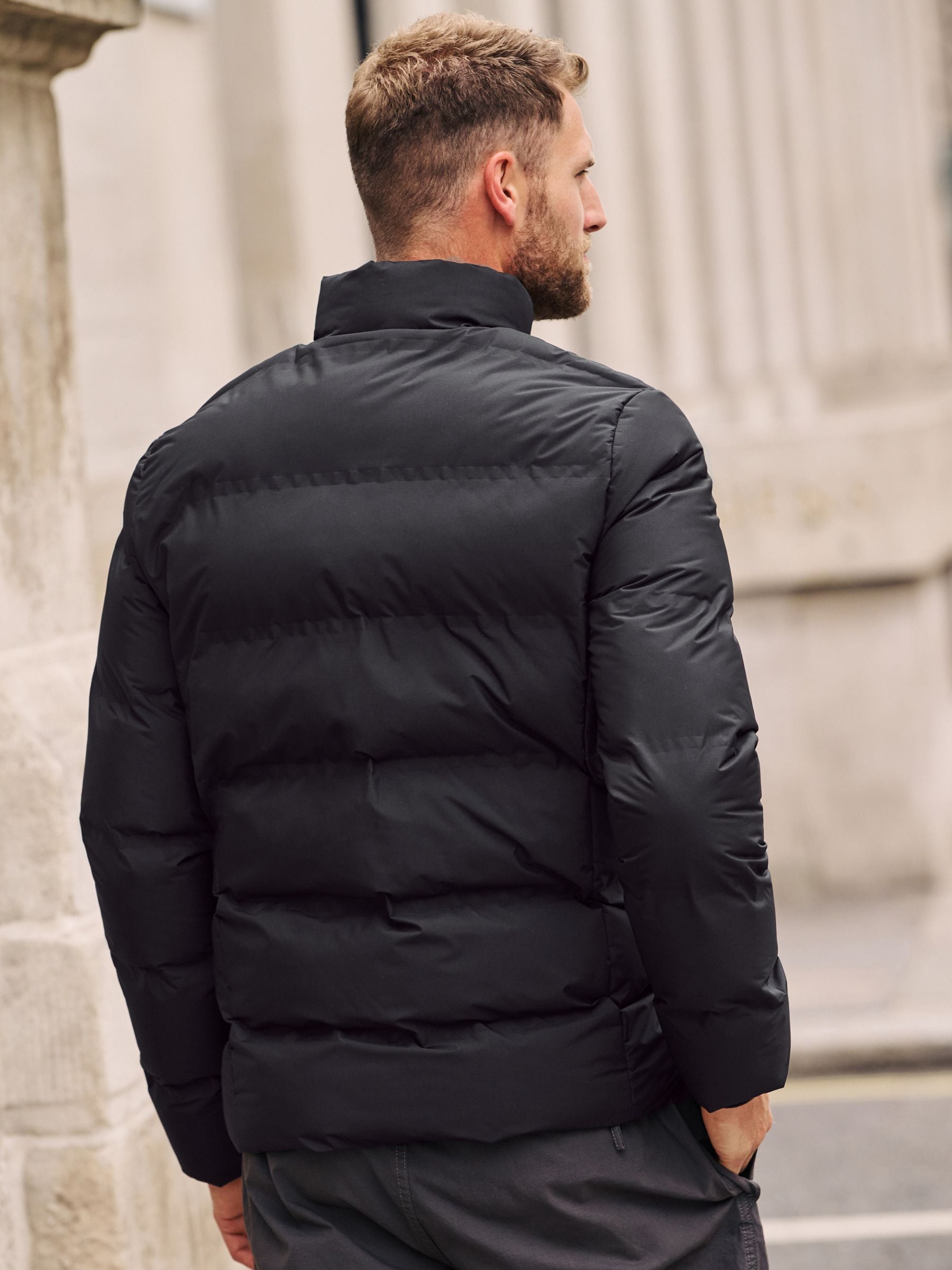 Buy Black Non Hooded Shower Resistant Puffer Coat from Next Luxembourg