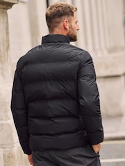 Black Non Hooded Shower Resistant Puffer Coat - Image 4 of 15