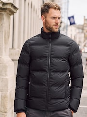 Black Non Hooded Shower Resistant Puffer Coat - Image 5 of 15