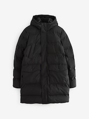 Black Long Shower Resistant Puffer Coat - Image 1 of 1