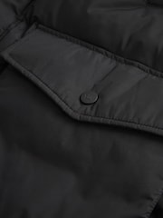 Black Long Shower Resistant Puffer Coat - Image 6 of 7