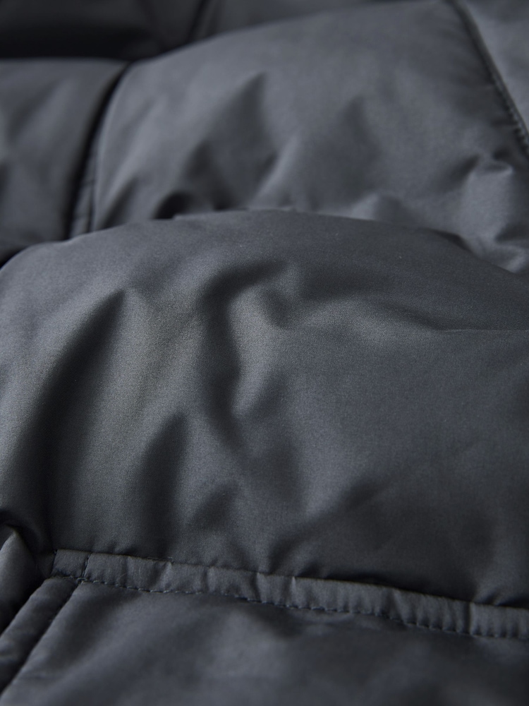 Slate Grey Long Shower Resistant Puffer Coat - Image 10 of 13