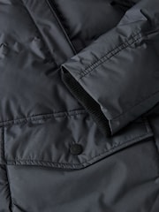 Slate Grey Long Shower Resistant Puffer Coat - Image 11 of 13