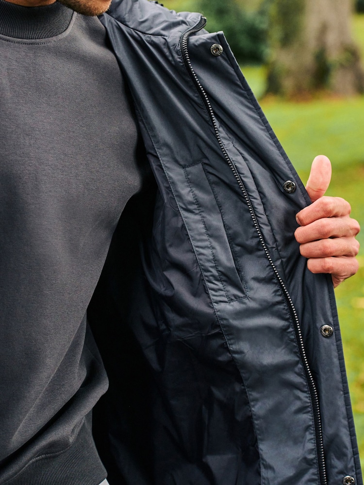 Slate Grey Long Shower Resistant Puffer Coat - Image 6 of 13
