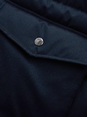 Navy Blue Textured Longline Puffer Coat - Image 8 of 9