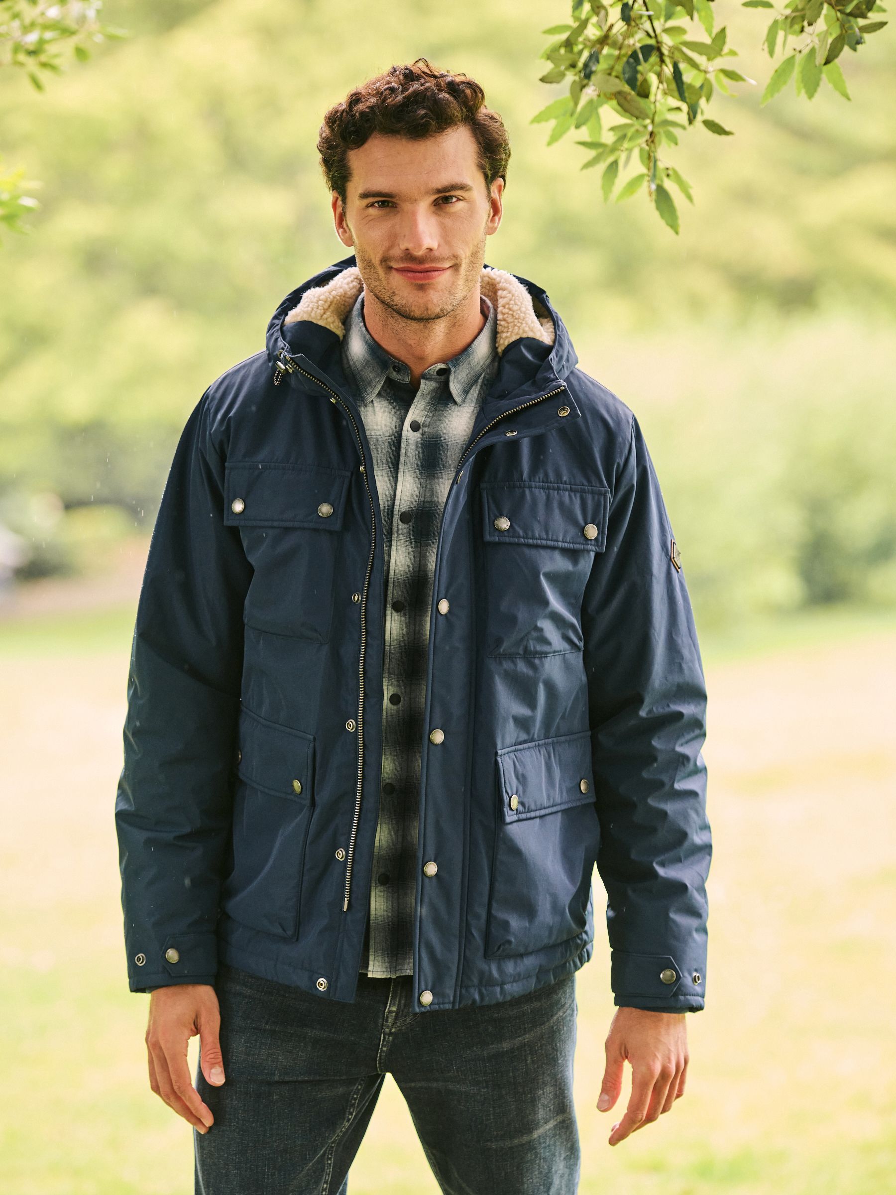Buy Navy Blue Borg Lined Shower Resistant 4 Pocket Jacket from Next Luxembourg