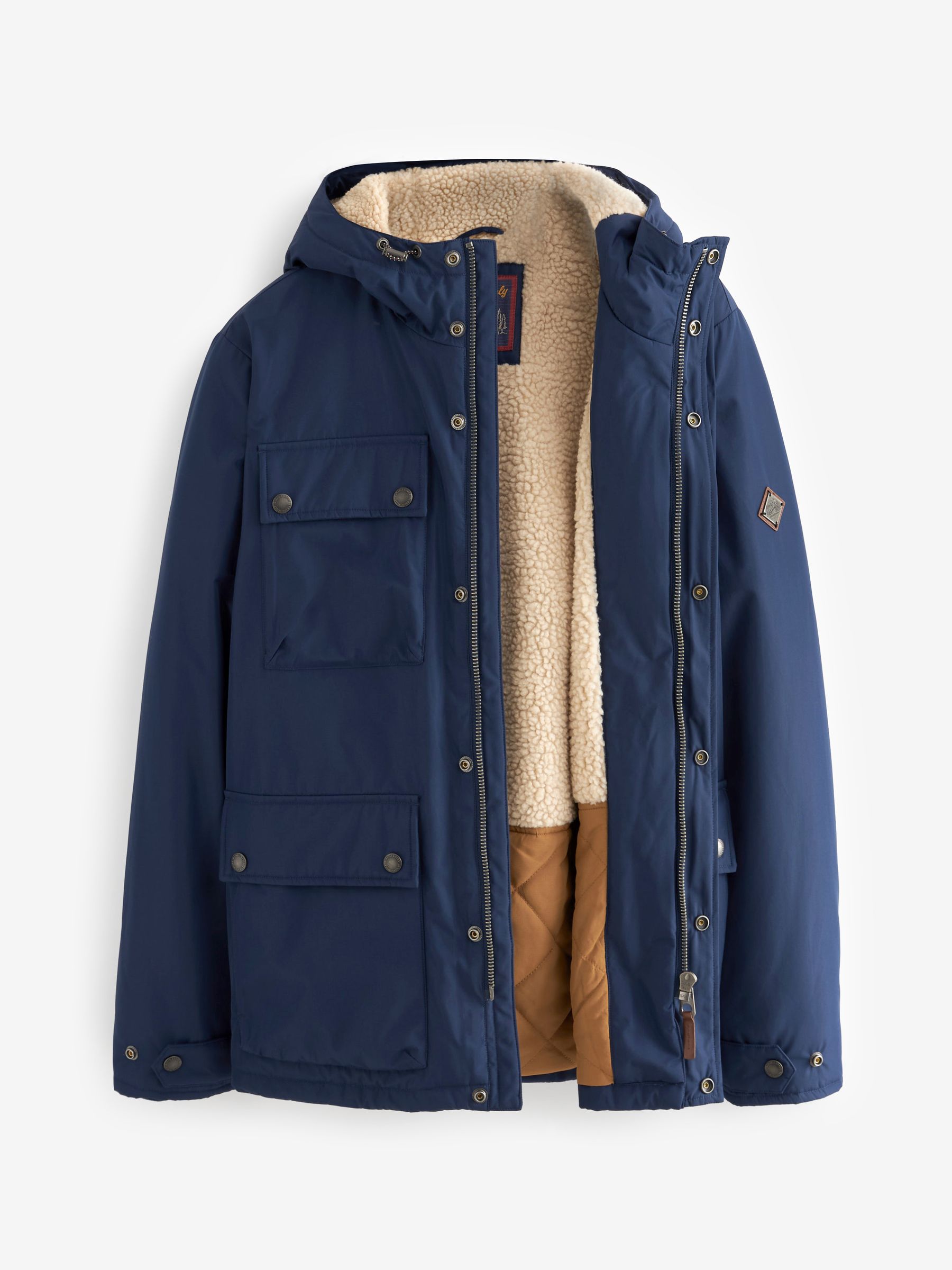 Buy Navy Blue Borg Lined Shower Resistant 4 Pocket Jacket from Next Luxembourg