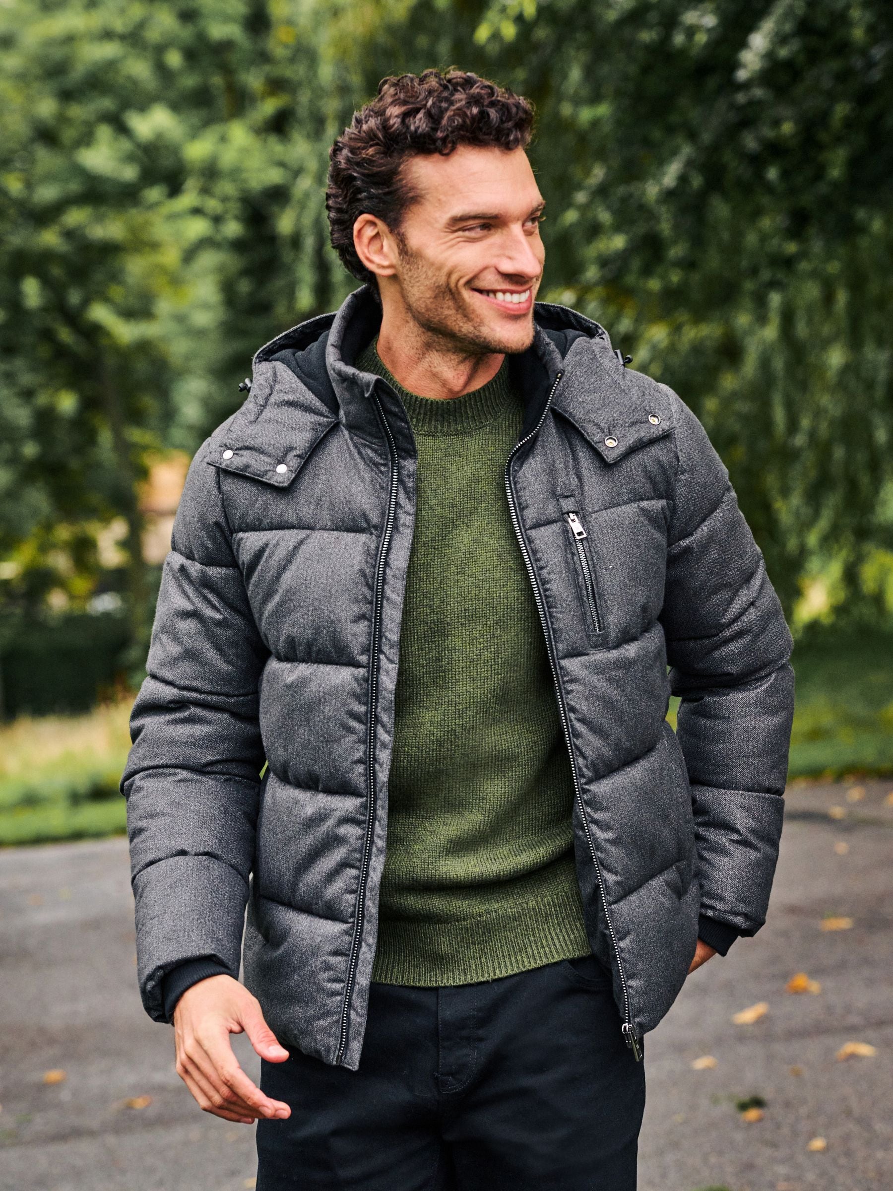 Wool puffer jacket top