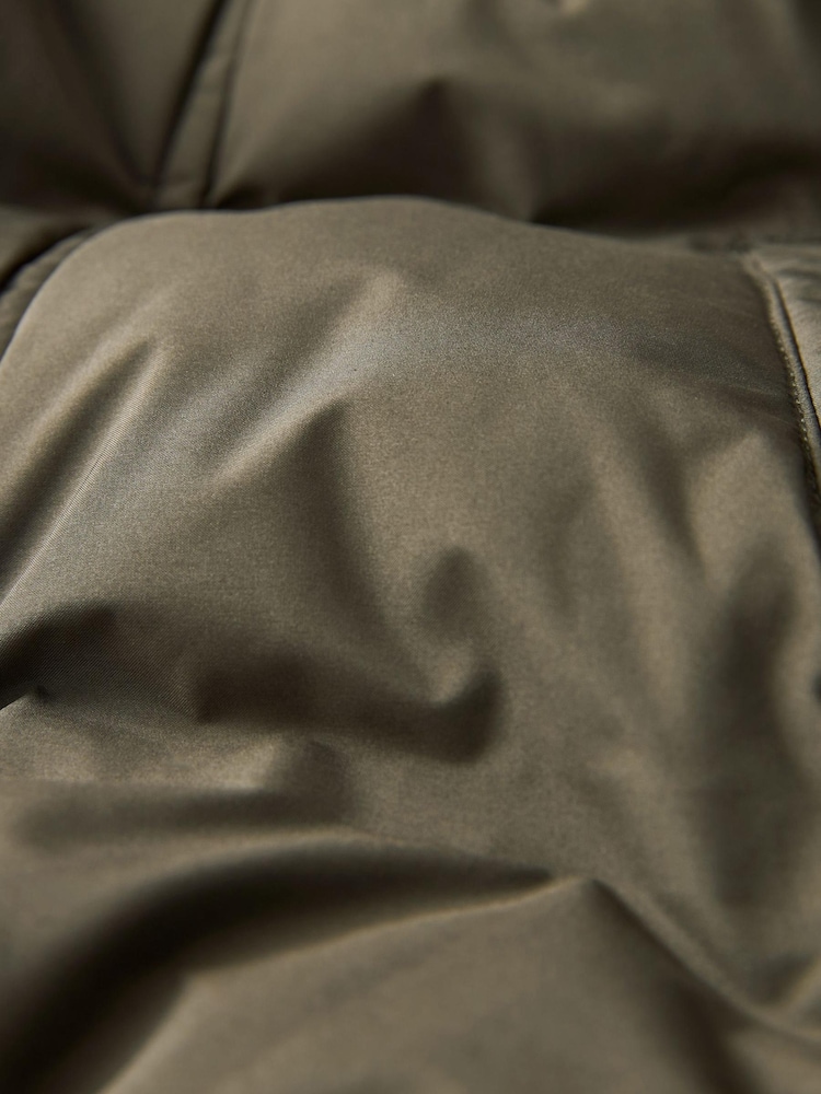 Khaki Green Long Shower Resistant Puffer Coat - Image 9 of 12