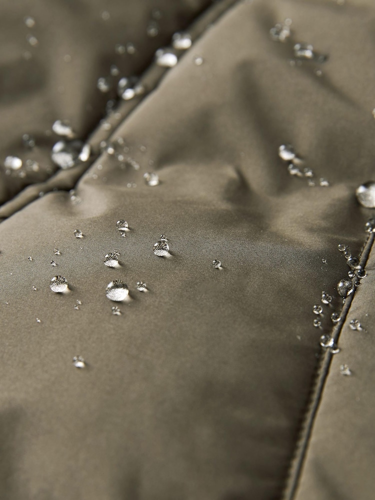 Khaki Green Long Shower Resistant Puffer Coat - Image 11 of 12