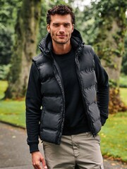 Black Shower Resistant Padded Hooded Gilet - Image 1 of 11