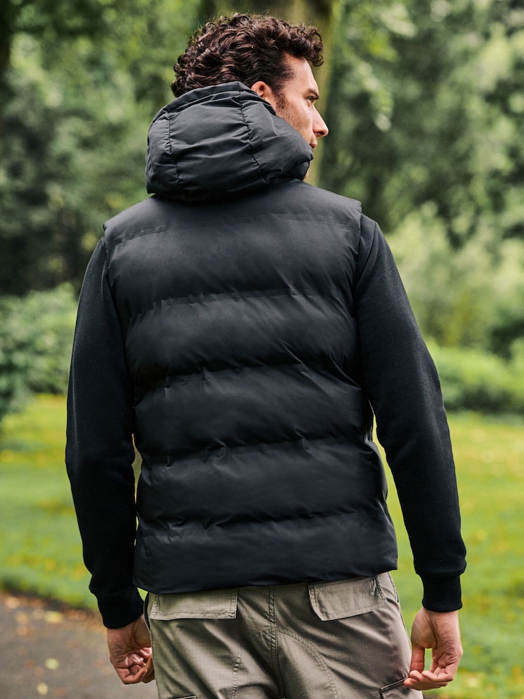 Black Shower Resistant Padded Hooded Gilet - Image 2 of 11