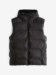 Black Shower Resistant Padded Hooded Gilet - Image 8 of 11