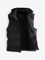 Black Shower Resistant Padded Hooded Gilet - Image 9 of 11
