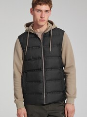 Black/Brown Jersey Sleeve Puffer Jacket - Image 1 of 11