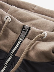 Black/Brown Jersey Sleeve Puffer Jacket - Image 11 of 11