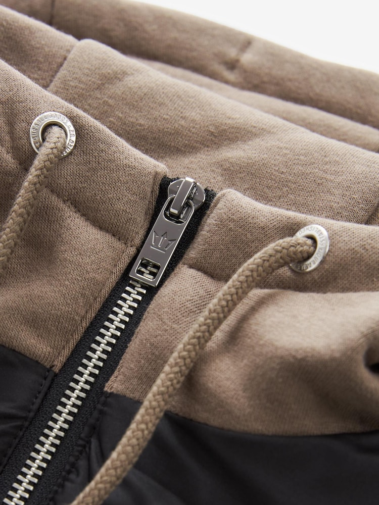 Black/Brown Jersey Sleeve Puffer Jacket - Image 11 of 11
